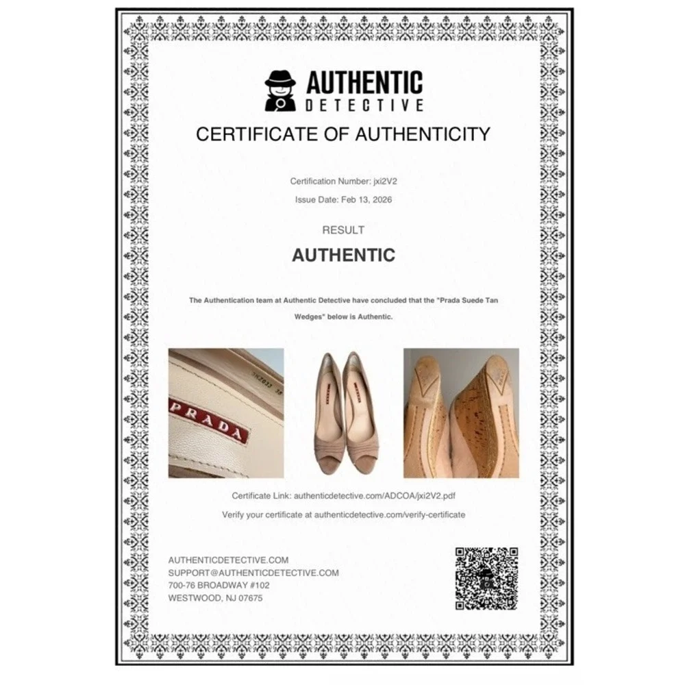 Authentic Prada 3KZ033 Nude Suede Cork Espadrille Wedge‎ Heels EU 38 US 7.5 8